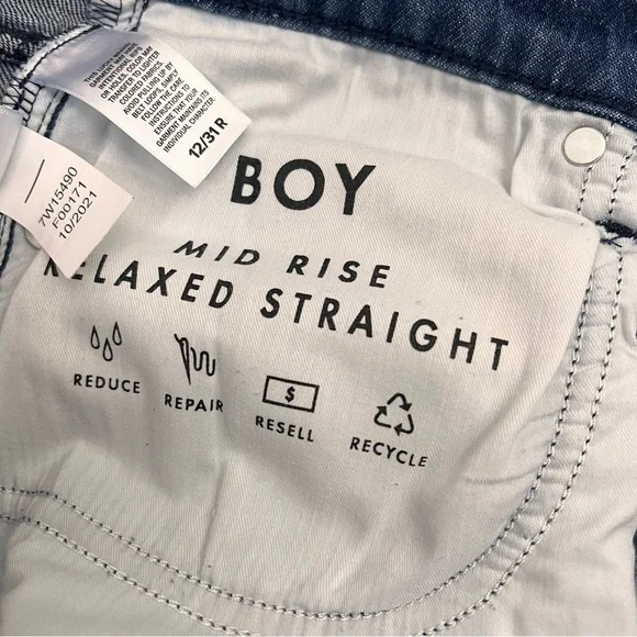 Lucky Brand Blue Boy Mid-Rise Relaxed Straight Leg Distressed Jeans Size 12/31 - Picture 9 of 13